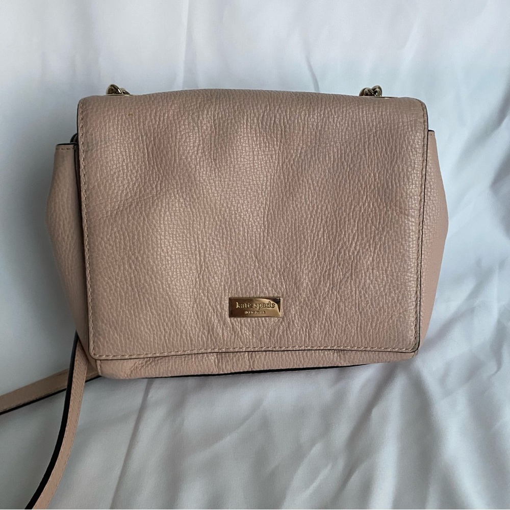 Kate Spade Blush Pink Leather Crossbody Purse with Chain & Leather Strap #S338